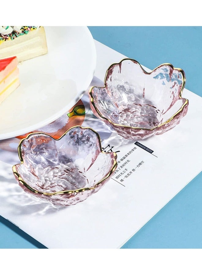 XiuWoo Pink Cherry Blossom Shaped Dip Bowls，Dessert Bowls, Mini Crystal Bowl, Small Glass Dipping Soy Sauce Dish,Snack Dish,Serving Dishes, Set of 6 - Image 2