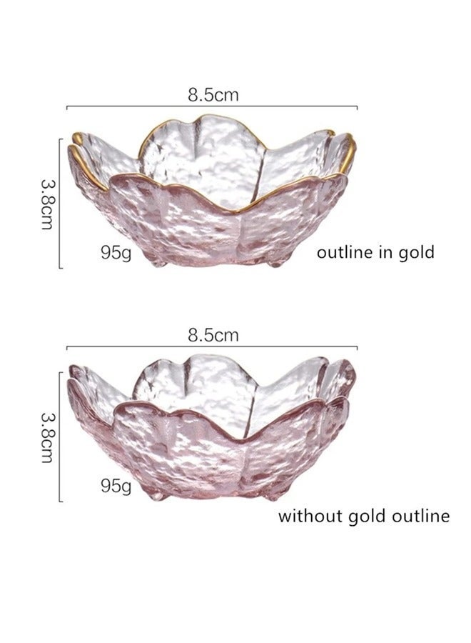 XiuWoo Pink Cherry Blossom Shaped Dip Bowls，Dessert Bowls, Mini Crystal Bowl, Small Glass Dipping Soy Sauce Dish,Snack Dish,Serving Dishes, Set of 6 - Image 4