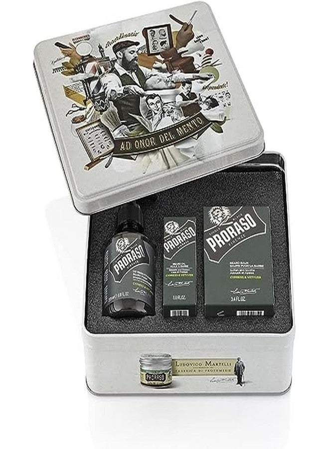 Proraso Beard Care Kit Gift Set for Men with Beard Wash, Oil, and Balm, Cypress and Vetyver - Image 1