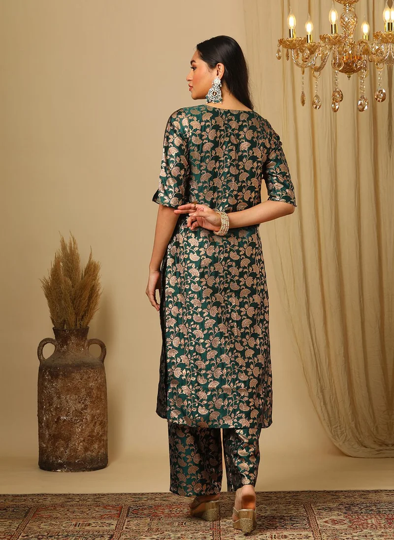 globus Globus Women Floral Regular Kurta With Trousers Festive Set