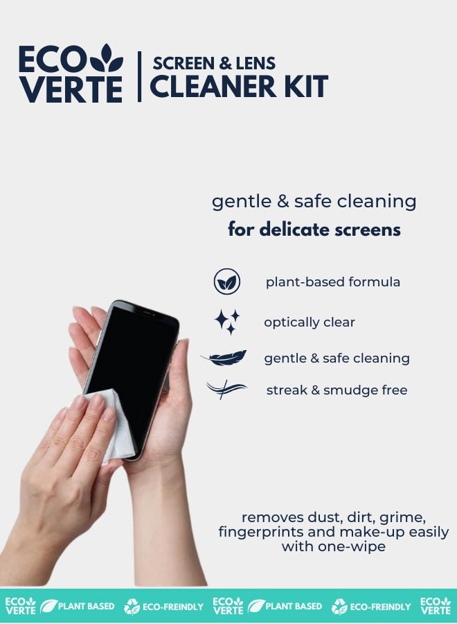 إيكوفيرت بخاخ تنظيف الشاشات مع قطعة قماش مايكروفايبر، عبوة 3 حزم (3x30مل) - مثالي لتنظيف شاشات اللابتوب، آيباد، تلفزيون LED، هواتف ذكية، نظارات، عدسات كاميرا، والمرايا. - Image 2