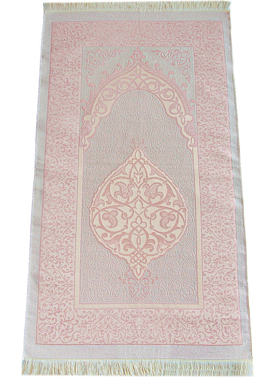 ihvanonline - Shaded Quran Set Prayer Rug Set with Prayer Beads Pink - Image 1