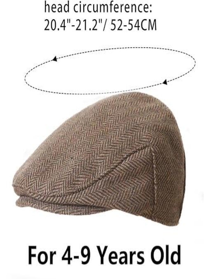 CaySep Kids Vintage Newsboy Cap Beret-Cabbie-Hat-Pageboy-Caps Tweed Flat Driver Hat for Boys Girls 4-9 Years - Image 2