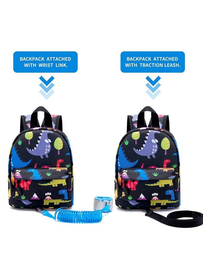 accmor Accmor Toddler Harness Backpack Leash, Baby Dinosaur Backpacks with Anti Lost Wrist Link, Cute Mini Child Backpack Wristband Tether Strap and Protection Leashes for Baby Boys (Black)  - Image 4