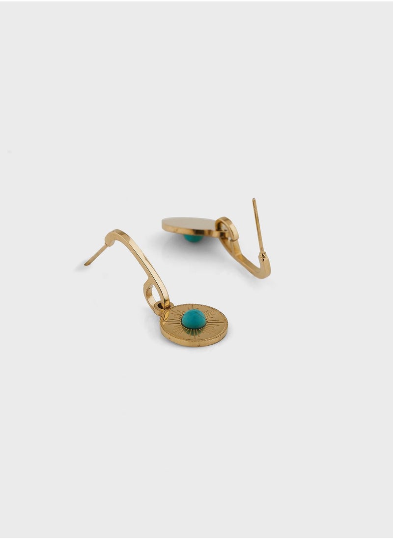 Lady Mauve - KYRA TURQUOISE STONE SUN PENDANT EARRINGS - Image 1