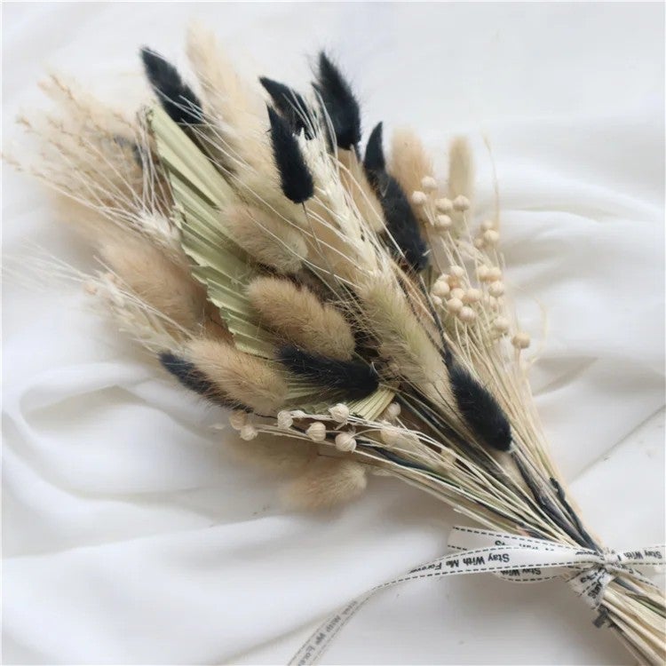 Bluejw H05182 Boho Wedding Decor: Natural Dried Palm Leaves, Bunny Tail Grass, Pampas Grass Floral Bouquet - Dried Plants for Home & Events - Image 2