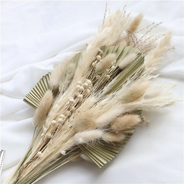 Bluejw H05182 Boho Wedding Decor: Natural Dried Palm Leaves, Bunny Tail Grass, Pampas Grass Floral Bouquet - Dried Plants for Home & Events - Image 5