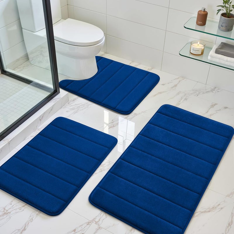 BYSURE 3 Piece Memory Foam Bath Rug Bathroom Mat Carpet Sets Non Slip Extra Absorbent Shaggy Soft Washable - Image 1