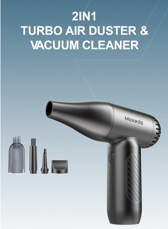 Moxedo 2 in 1 Turbo Air Duster and Vacuum Cleaner with 8000PA Suction Power 130000RPM 4 Level Gear Speed Portable Cordless Compressed Blower Cleaning Tool for Electronics Cars and More - Image 5