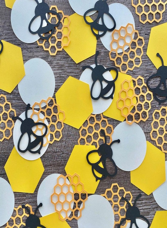 Ysqool Bee Confetti Decorations,100 Count Black and Yellow Honeycomb Circle Confetti Table Decor for Bee Themed Parties,Baby Shower, Gender Reveal, Birthday Party Supplies - Image 4