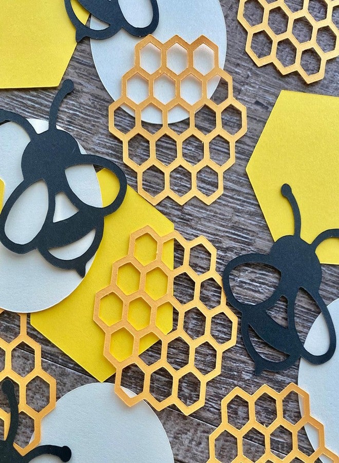 Ysqool Bee Confetti Decorations,100 Count Black and Yellow Honeycomb Circle Confetti Table Decor for Bee Themed Parties,Baby Shower, Gender Reveal, Birthday Party Supplies - Image 3