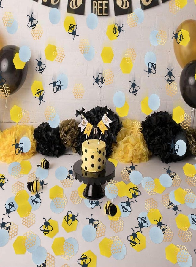 Ysqool Bee Confetti Decorations,100 Count Black and Yellow Honeycomb Circle Confetti Table Decor for Bee Themed Parties,Baby Shower, Gender Reveal, Birthday Party Supplies - Image 5