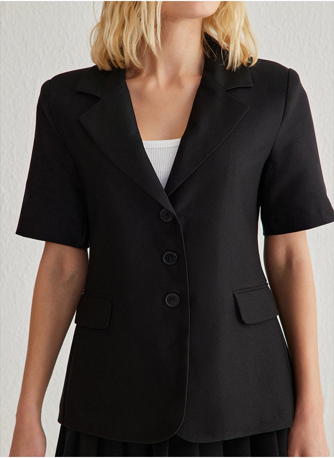 trendyol Black Fitted Blazer Jacket TWOAW25BC00023  - Image 1
