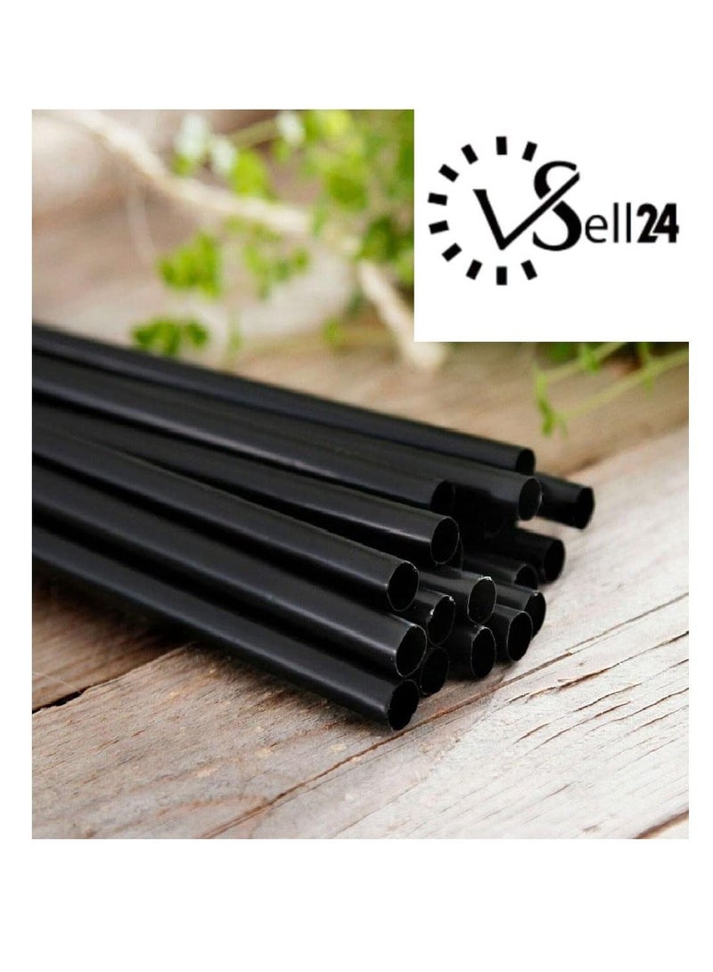 vsell24 100 قطعة من شفاطة الشرب البلاستيكية المرنة للاستعمال مرة واحدة باللون الأسود 6 مم - Image 4