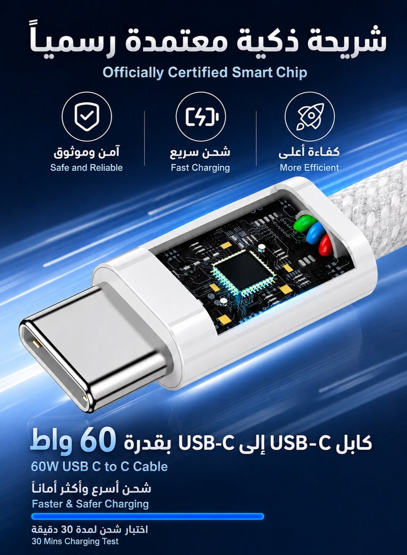 ORYXA 60W USB C to USB C Cable 2M Nylon Braided Type C to C Fast Charging Cord PD Power Delivery for Samsung Galaxy iPhone 15 MacBook iPad Xiaomi Huawei - Image 5