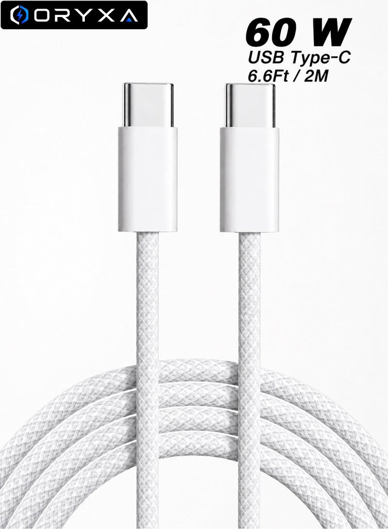 ORYXA 60W USB C to USB C Charging Cable 2M Nylon Braided Type C to C Fast iphone Charging Cord PD Power Delivery for Samsung Galaxy iPhone 15 MacBook iPad Xiaomi Huawei - Image 1