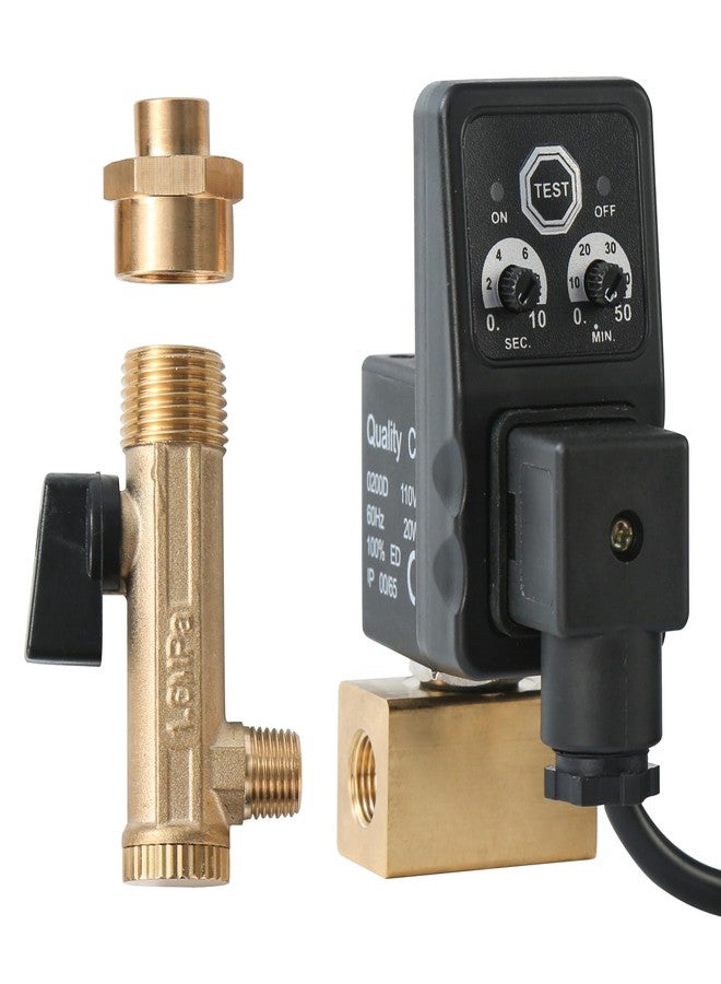 SUNROAD Automatic Electronic Tank Drain Kit, 1/4" NPT Timer Operated Compressor Air Drain Valves with 1/4" flexible Braided Steel Tube and Ball Valve Strainer 1/2" x 1/4" MNPT - Image 3