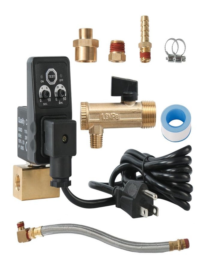SUNROAD Automatic Electronic Tank Drain Kit, 1/4" NPT Timer Operated Compressor Air Drain Valves with 1/4" flexible Braided Steel Tube and Ball Valve Strainer 1/2" x 1/4" MNPT - Image 1
