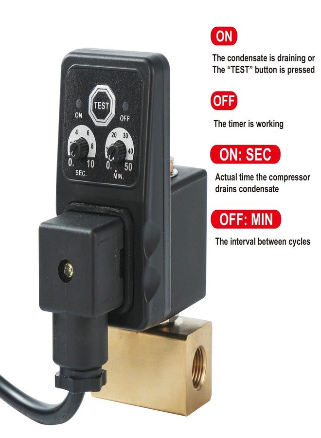 SUNROAD Automatic Electronic Tank Drain Kit, 1/4" NPT Timer Operated Compressor Air Drain Valves with 1/4" flexible Braided Steel Tube and Ball Valve Strainer 1/2" x 1/4" MNPT - Image 5