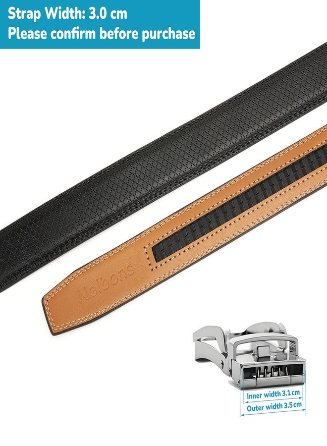 Nelbons Men's Leather Ratchet Belt ly 30mm 1 1/8",Leather Belt without Buckle,replacement belt… (C-black, UP TO Waist:44'') - Image 3