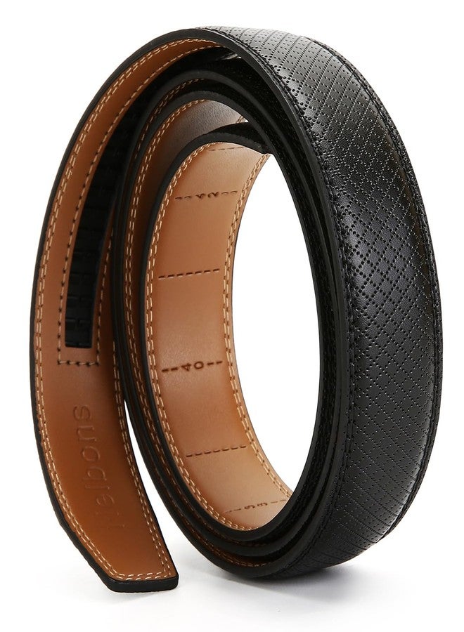 Nelbons Men's Leather Ratchet Belt ly 30mm 1 1/8",Leather Belt without Buckle,replacement belt… (C-black, UP TO Waist:44'') - Image 1