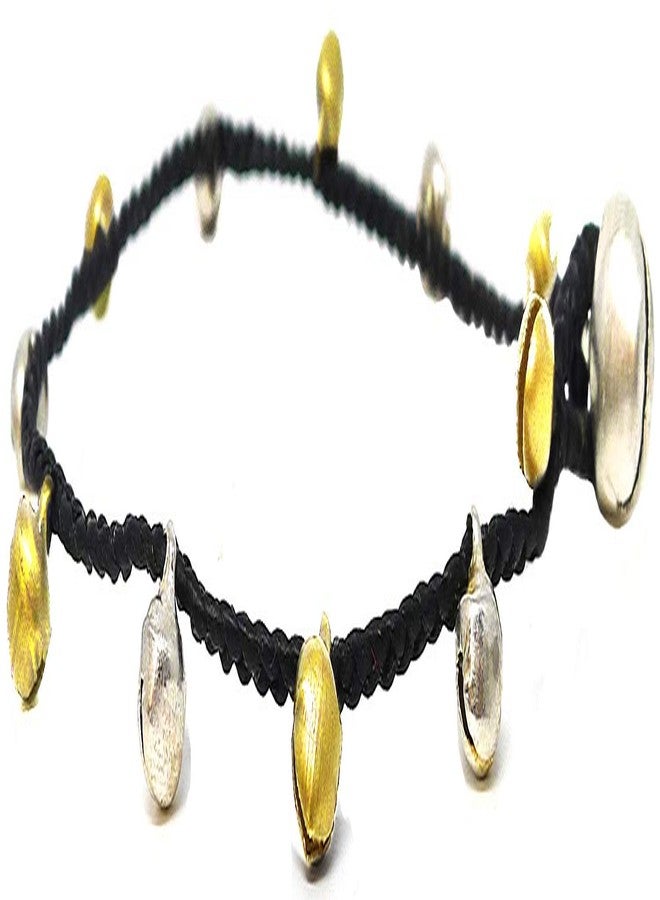 Bijoux de Ja Handmade Alternated Two Tone Tiny Bells Black Thread Anklet Bracelet 10 Inches (AkSP10) - Image 4