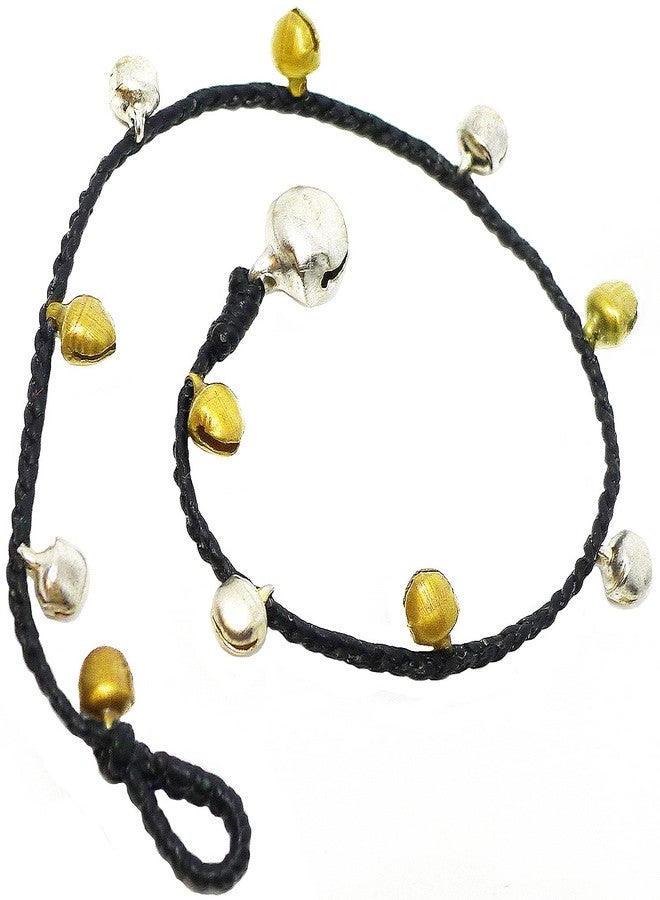 Bijoux de Ja Handmade Alternated Two Tone Tiny Bells Black Thread Anklet Bracelet 10 Inches (AkSP10) - Image 2