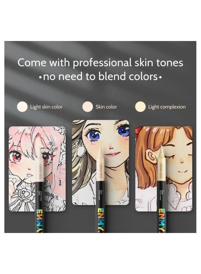 ENMY 48-Color Direct Liquid Acrylic Paint Markers – Vibrant Shades with Skin Tones | Professional Paint Pens for Fabric, Canvas, Rock, Glass, Wood, Paper & DIY Crafts | Consistent Ink Flow & Large Capacity | Ideal for Artists, Beginners & Gift Giving - Image 4