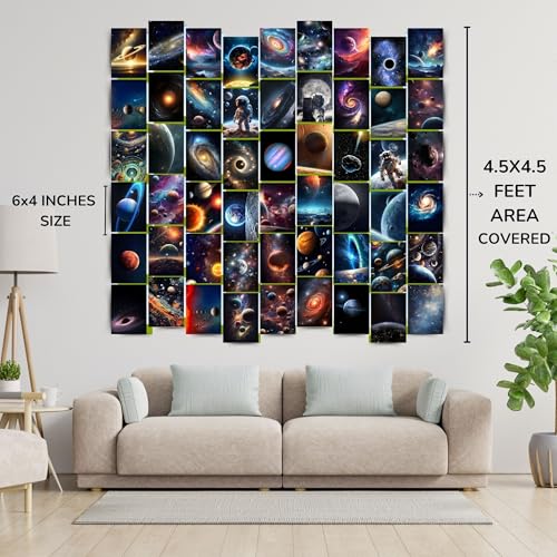 Posters Inc Pack of 54 Outer Space Posters, Home Decor Items For Living Room, Aesthetic Wall Stickers For Bedroom And Gym, Gifts For Men And Friends, 4x6 Inches Size Collage Art Kit, 300 GSM Paper - Image 3
