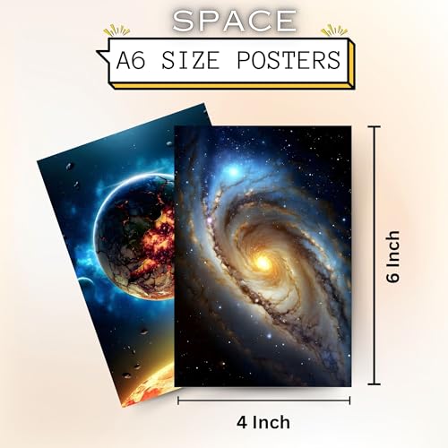 Posters Inc Pack of 54 Outer Space Posters, Home Decor Items For Living Room, Aesthetic Wall Stickers For Bedroom And Gym, Gifts For Men And Friends, 4x6 Inches Size Collage Art Kit, 300 GSM Paper - Image 5