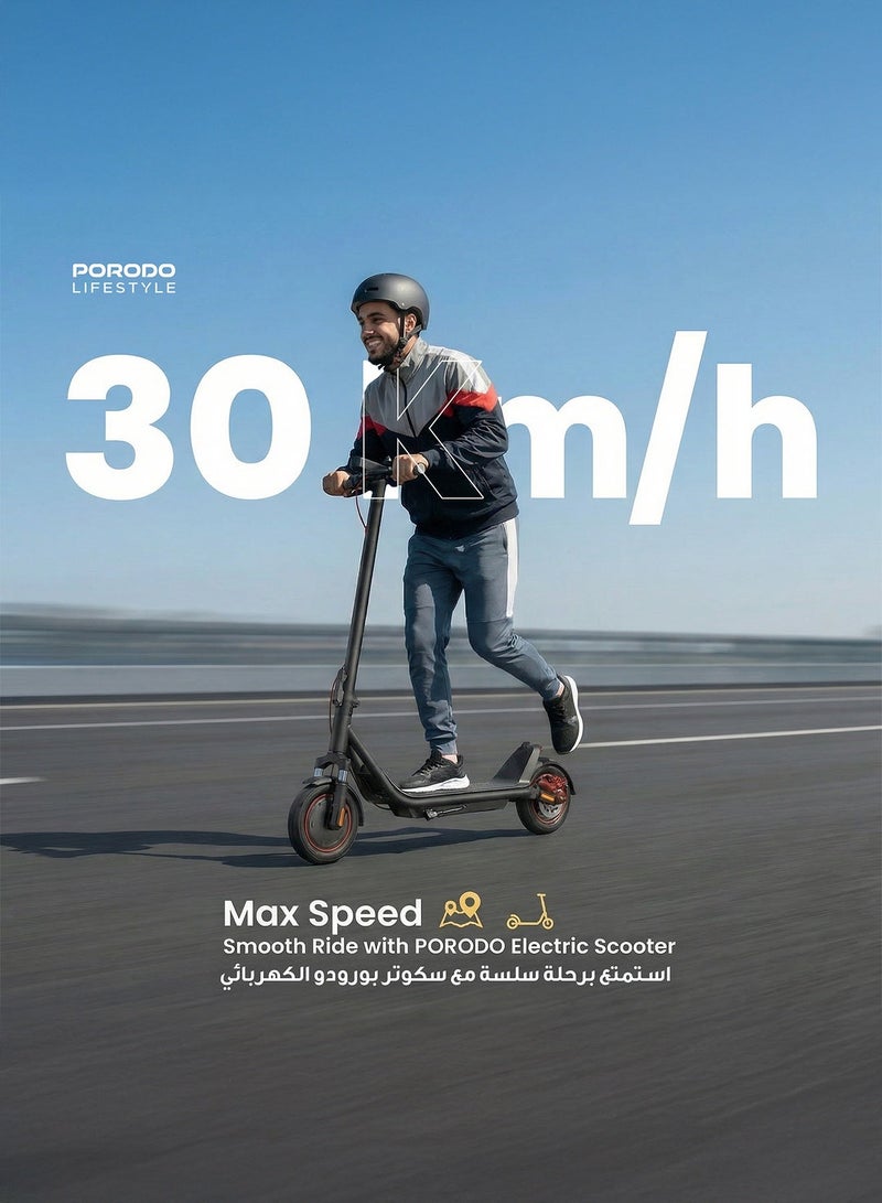 بورودو سكوتر كهربائي قابل للطي من دريف، مزود بعجلات مقاومة للصدمات، ومحرك بقوة 500 واط، ومقاوم للماء بمعيار IPX5، وسرعة قصوى 30 كم/ساعة، وحمولة قصوى 120 كجم، ومسافة قصوى 28 كم، سكوتر كهربائي للبالغين - أسود - Image 3