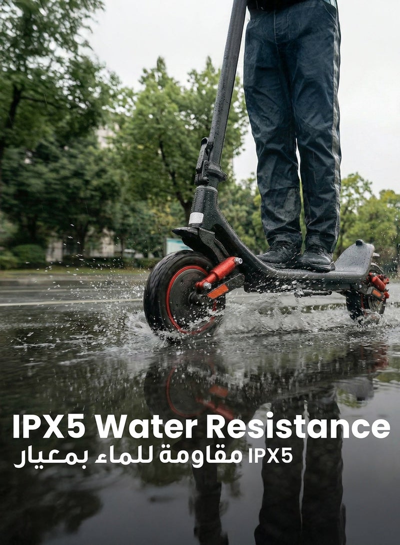 بورودو سكوتر كهربائي قابل للطي من دريف، مزود بعجلات مقاومة للصدمات، ومحرك بقوة 500 واط، ومقاوم للماء بمعيار IPX5، وسرعة قصوى 30 كم/ساعة، وحمولة قصوى 120 كجم، ومسافة قصوى 28 كم، سكوتر كهربائي للبالغين - أسود - Image 4