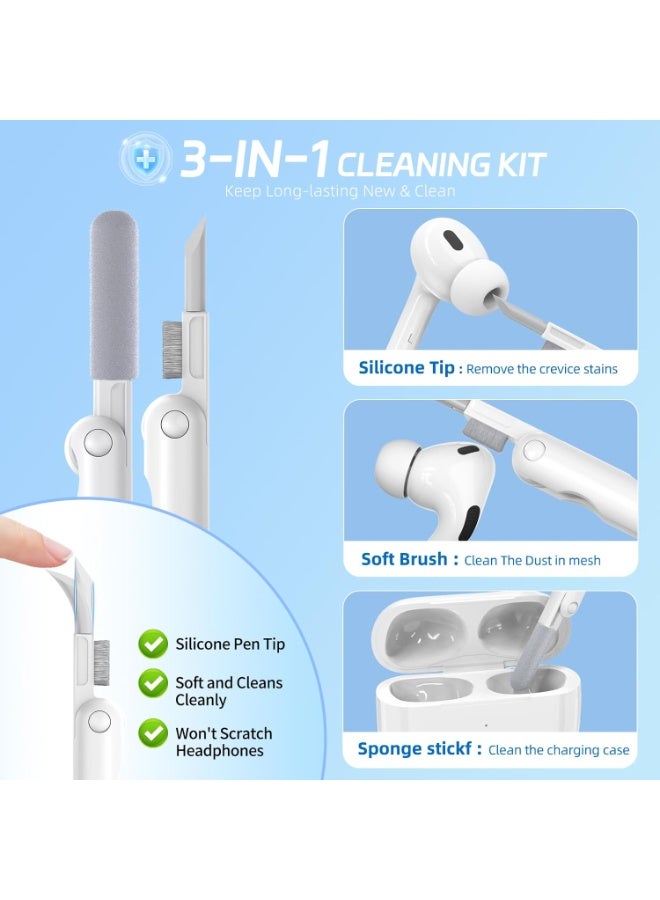 AJKMEN for AirPods Pro 3, modern buckle protective case with phone stand, stylish protective design, comes with cleaning kit and keychain, secure lock design, supports wireless charging. White - Image 2