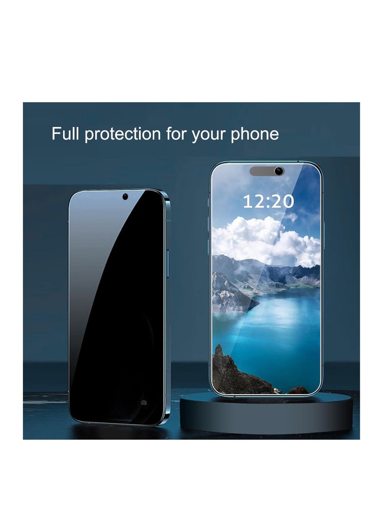 Digi Core مجموعة واقي شاشة للخصوصية مكونة من 3 قطع من الزجاج المقسى لهاتف iPhone 15 Pro مقاس 6.1 بوصة من الزجاج المقسى المضاد للتجسس، وزجاج iPhone المقاوم للخدش بتغطية كاملة (الخصوصية، iPhone 15 Pro) - Image 4