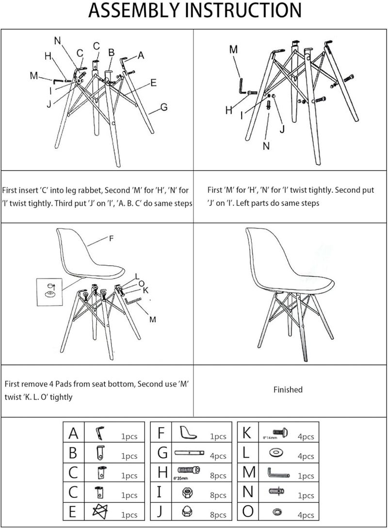 Versatile Dining Chair – Lightweight Wooden Legs & Comfortable Plastic Seat – Ideal for Home Dining, Bedroom, or Office Space - Image 5