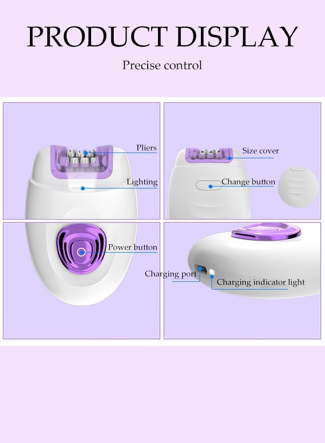 DUNISO 2 in 1 Electric Hair Remover，Hair Removal Epilator，USB Rechargable Female Epilator，Dual Speed Regulation，Easy to Clean，for Arms, Legs, Underarms, Bikini Area, and Face - Image 5
