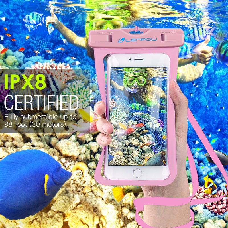 LENPOW حقيبة مقاومة للماء عالمية، حقيبة جوال مقاومة للماء IPX8 ��حت الماء مع حزام رقبة لأجهزة iPhone X 8 7 6 6s Plus 5s Samsung Galaxy S9 S8 Edge Note Google Pixel LG HTC Sony MOTO - Image 3