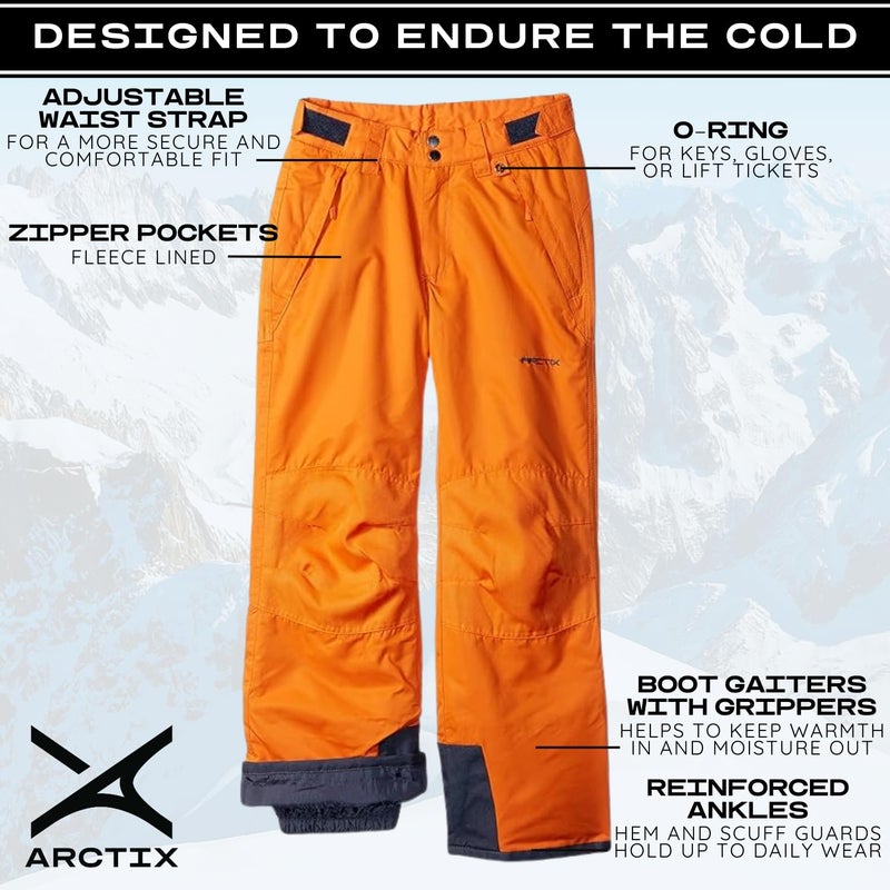Arctix Kids Snow Pants with Reinforced Knees and Seat, Burnt Orange, X-Small - Image 4
