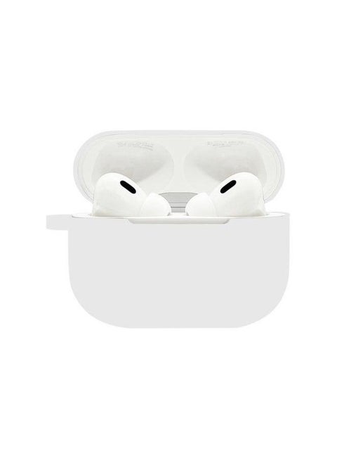 Suitable For Airpods Pro2 Protective Case Silicone Airpods4 Apple Wireless Bluetooth Headset Case-Color:White (with Hanging Ears 1.2mm)-Applicable Models:Airpods Pro Pearlescent Bag Packaging