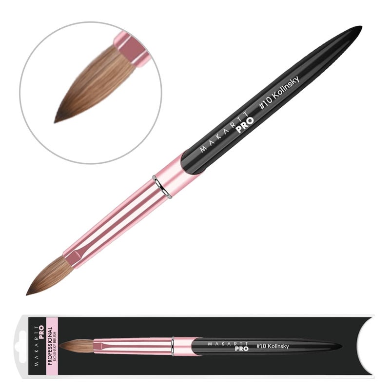 MakarttPro 100% Kolinsky Acrylic Nail Brush #10 â€“ Pure Kolinsky Hair for Smooth Application, Monomer & Acetone Resistant Handle, Anti-Clogging, Durable Professional Nail Art Brush - Image 2