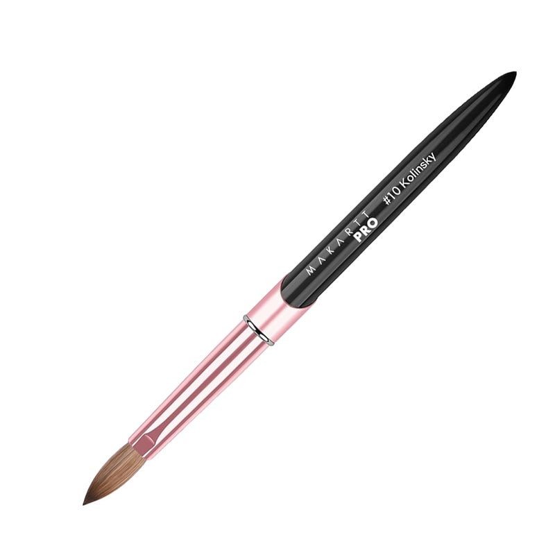 MakarttPro 100% Kolinsky Acrylic Nail Brush #10 â€“ Pure Kolinsky Hair for Smooth Application, Monomer & Acetone Resistant Handle, Anti-Clogging, Durable Professional Nail Art Brush - Image 3