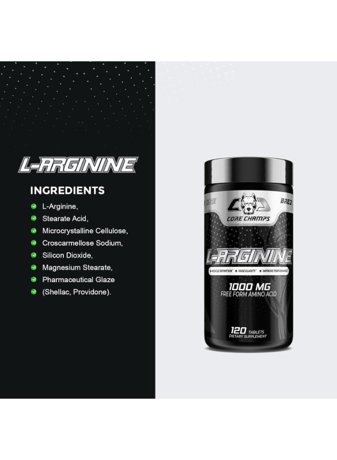 CORE CHAMPS L-Arginine 1000 mg – 120 Tablets | Nitric Oxide Support, Endurance & Workout Performance - Image 4