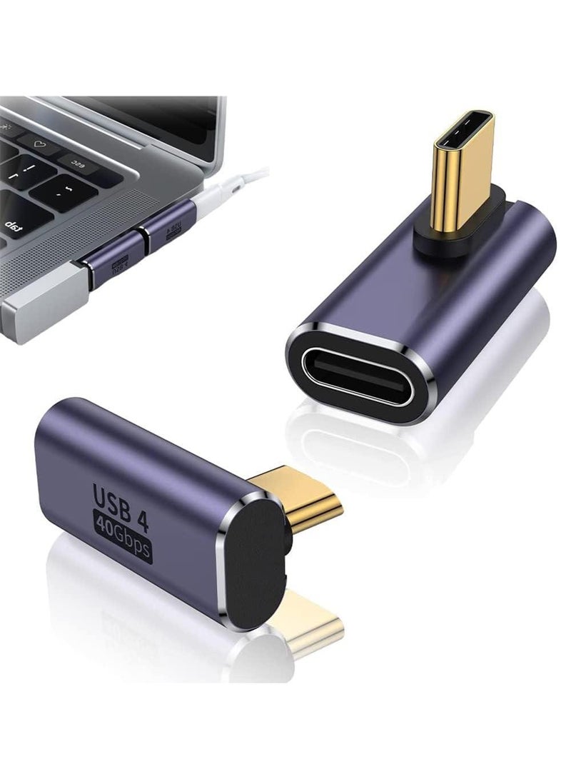 Sweet seven USB C Right Angle Adapter 2 Pcs USB C Male to Female 90 Degree Connector with 40 Gbps PD 100W 8K 60hz Video Charge Compatible for Thunderbolt 4 MacBook Pro/Air and More Type C Devices(Middle Bend) - Image 1