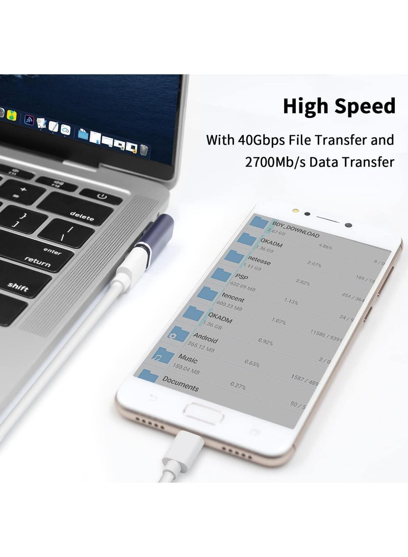 Sweet seven USB C Right Angle Adapter 2 Pcs USB C Male to Female 90 Degree Connector with 40 Gbps PD 100W 8K 60hz Video Charge Compatible for Thunderbolt 4 MacBook Pro/Air and More Type C Devices(Middle Bend) - Image 5