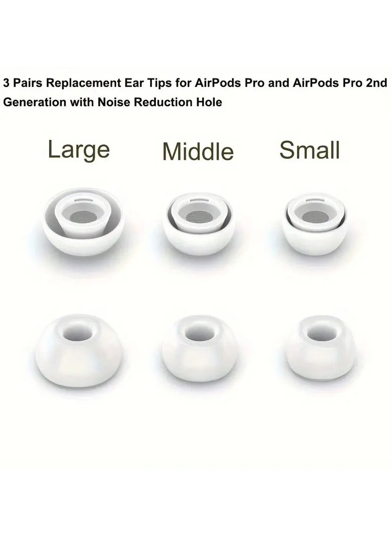 [3 Pairs + 3-in-1 Cleaning Kit] Premium Silicone Ear Tips for AirPods Pro & Pro 2 – Noise Reduction – S/M/L Sizes – Charging Case Compatible + Storage Box – Must-Have for Apple Users