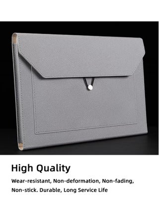 Leather A4 File Folder, 2 Pockets Waterproof PU Wallets Document Holder with Elastic String, 2CM Expansion Portable Portfolio Envelope Organizer Case for Travel Meeting Business Office (Gray) - view 2