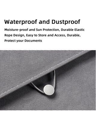 Leather A4 File Folder, 2 Pockets Waterproof PU Wallets Document Holder with Elastic String, 2CM Expansion Portable Portfolio Envelope Organizer Case for Travel Meeting Business Office (Gray) - view 3
