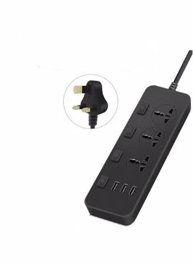 HOMESTAR 110-250V Power 2500W With 3 Universal Socket Multiple USB，Plug Extension Cable For Phone Charging  - Image 1