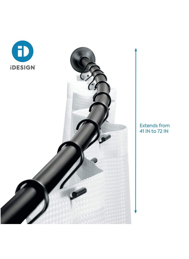 InterDesign iDesign Curved Metal Shower Curtain Rod, Adjustable Customizable Curtain Rod for Bathtub, Stall, Closet, Doorway, 41-72 Inches, Matte Black,79077  - Image 1