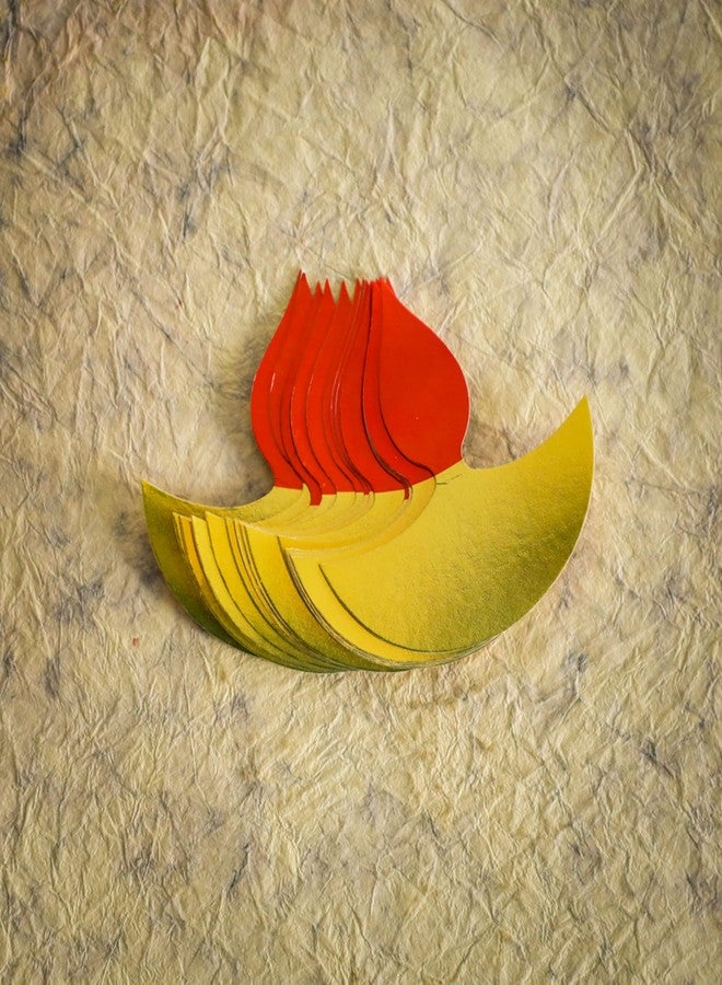 Desi Favors Small Diya Shaped Paper Cutouts | Home Traditional Festive Wedding, Mehendi, Happy Diwali, Decor | Diya Diwali Craft Backdrop Decorations | Indoor & Outdoor | 3.54x3.54 Inch (Pack of 15) - Image 1